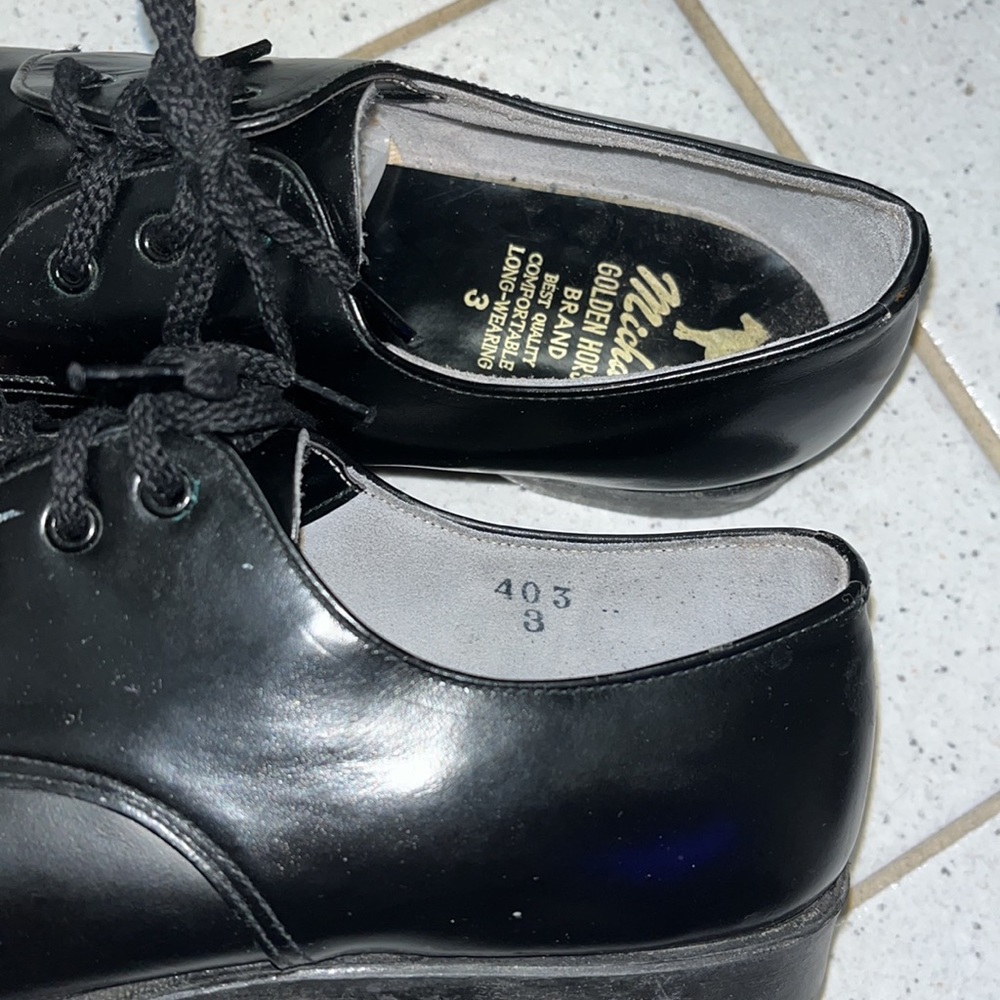 Kids Black Leather School Dress Shoes| Size 3 - Picture 5 of 8